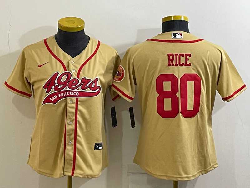 Women's San Francisco 49ers #80 Jerry Rice Gold With Patch Cool Base Stitched Baseball Jersey,We sell and wholesale Women's San Francisco 49ers #80 Jerry Rice Gold With Patch Cool Base Stitched Baseball Jersey on line form chian!
